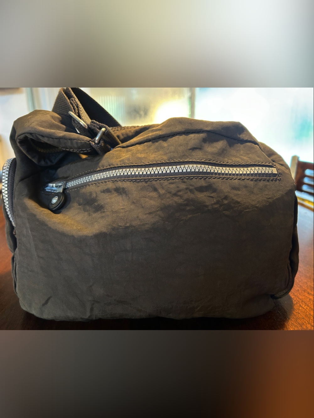 Kipling Chocolate Brown Crossbody Bag with signature Monkey Keychain - Picture 7 of 11